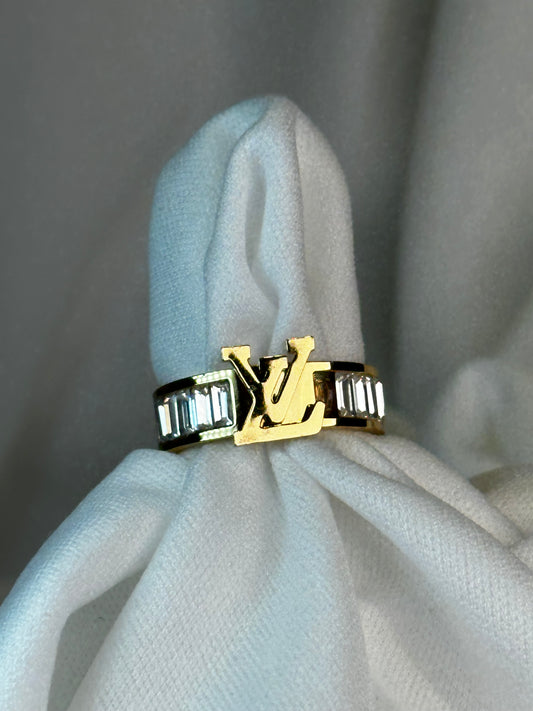 LV Crystal Ring, ( Gold, & Silver)